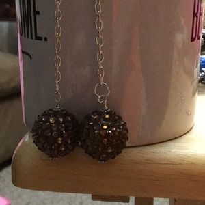 Large bumpy bead on silver chain w/ silver metal fish hook earwire earrings E105